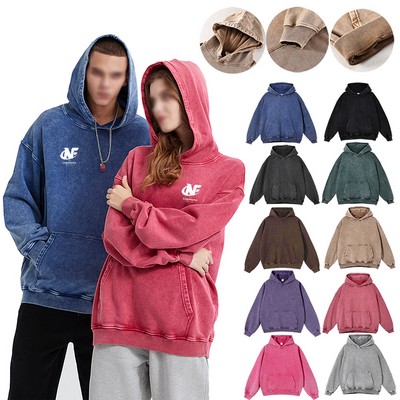 Cotton Unisex Oversized Hoodie Washed Antique Sweatshirt